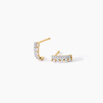 Boucles D'Oreilles Puces The Crown Argent Dor&eacute; A L'Or 750/1000 Oxyde De Zirconium - Clous d'oreilles Femme | Histoire d&rsquo;Or