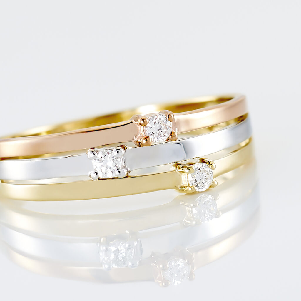 Bague Superposition Or Tricolore Diamant - Bagues avec pierre Femme | Histoire d’Or