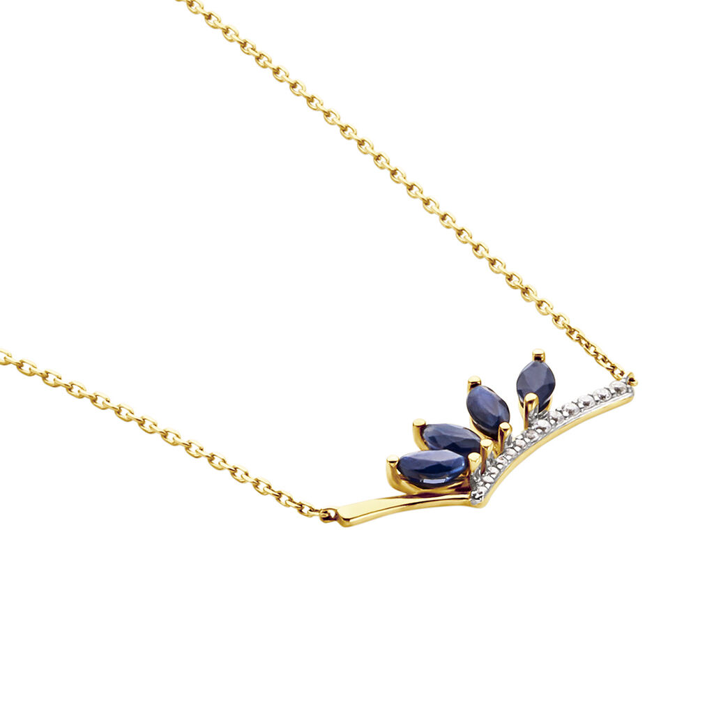 Collier Navette Or Jaune Saphir Diamant - Colliers Femme | Histoire d’Or
