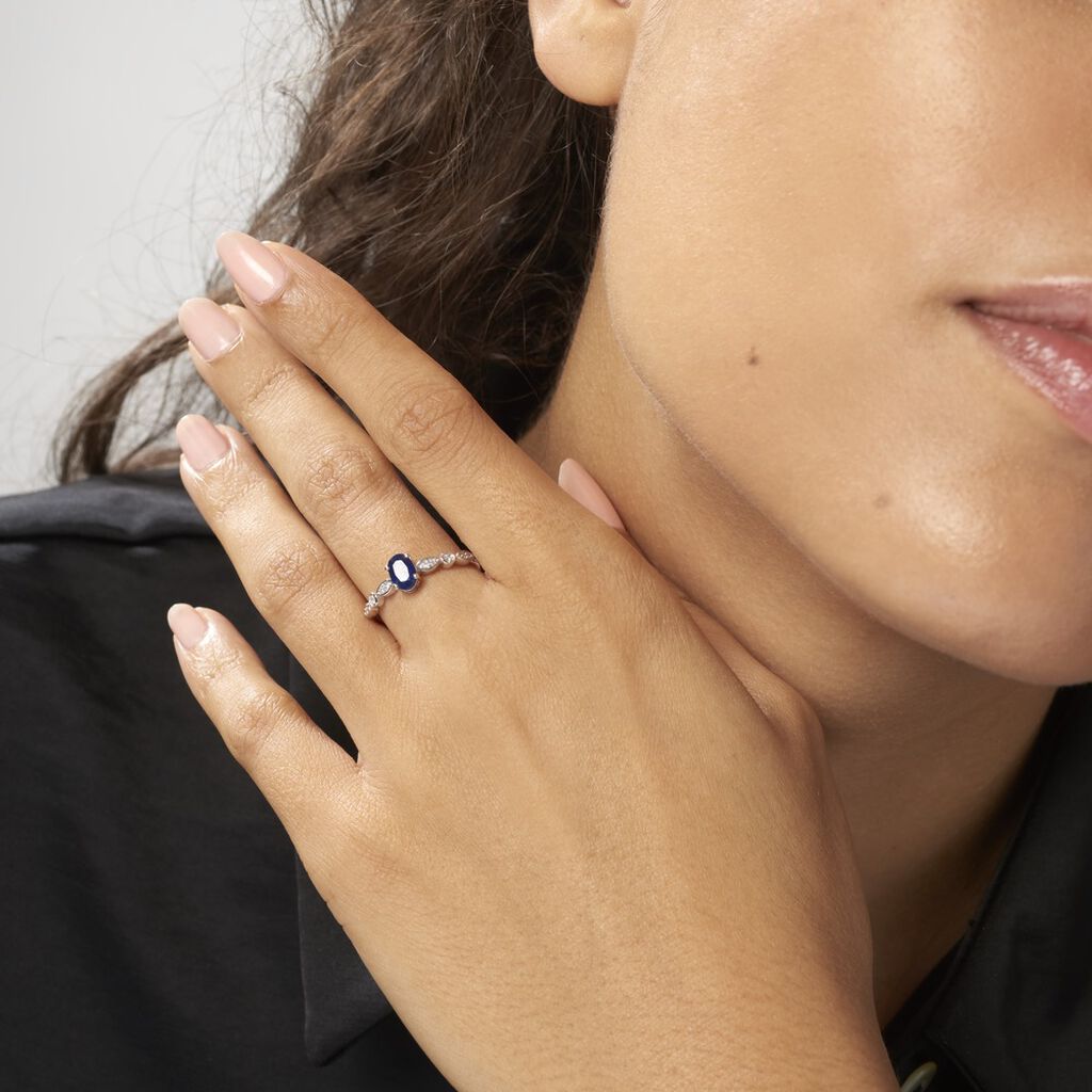 Bague Solitaire Michaela Or Blanc Saphir Et Diamant - Bagues solitaires Femme | Histoire d’Or