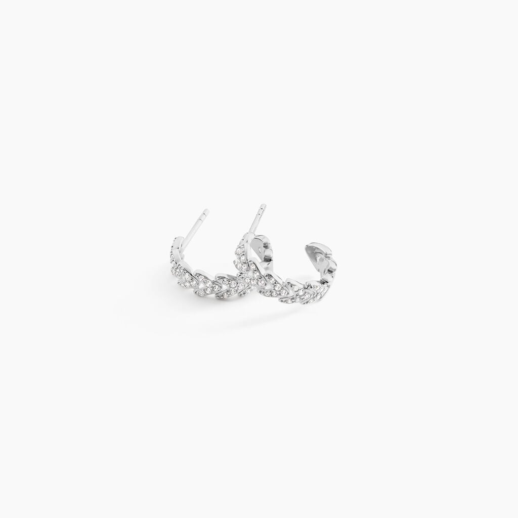 Cr&eacute;oles Fergal Argent Blanc Oxyde De Zirconium - Boucles d'oreilles cr&eacute;oles Femme | Histoire d&rsquo;Or