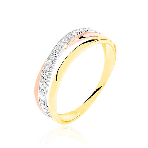Bague Croisee Or Tricolore Diamant - Bagues avec pierre Femme | Histoire d’Or