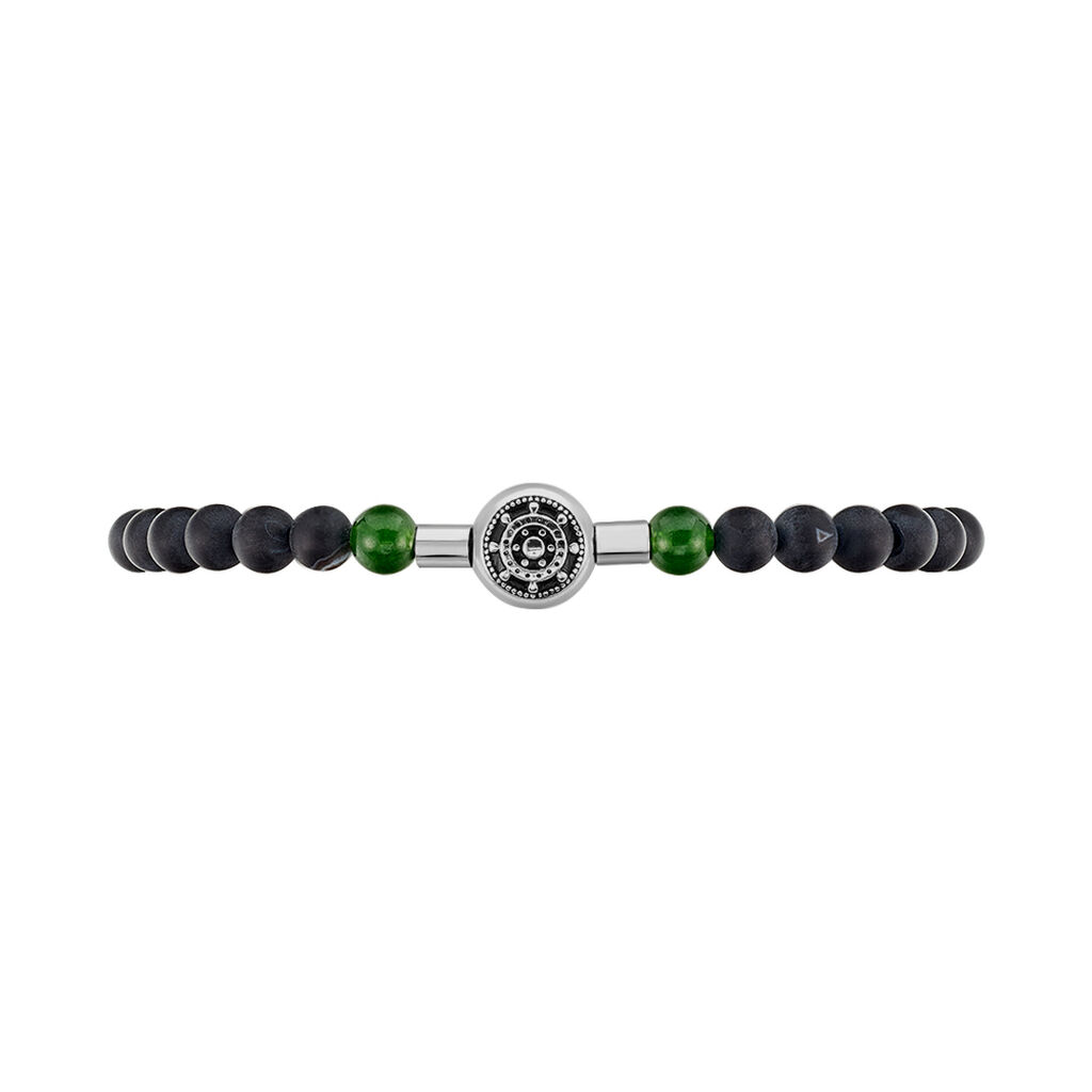Bracelet Acier Lysane Boules Noires Vertes - Bracelets fantaisie Homme | Histoire d’Or