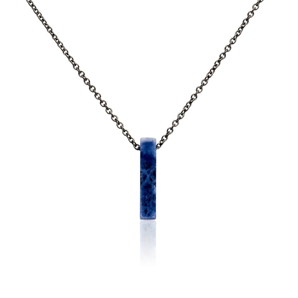 Collier Jourdan Acier Noir Sodalite