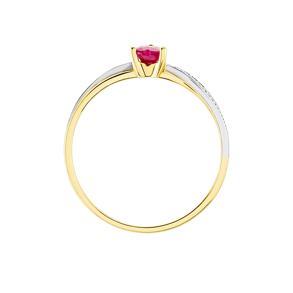 Bague Skylar Or Bicolore Rubis Diamant - Bagues solitaires Femme | Histoire d’Or