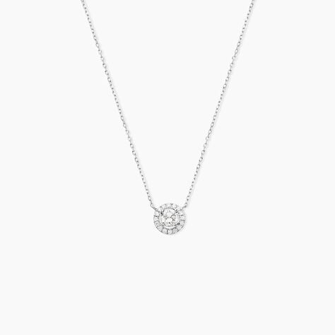 Collier Mentoura Or Blanc Diamant Synth&eacute;tique - Colliers Femme | Histoire d&rsquo;Or