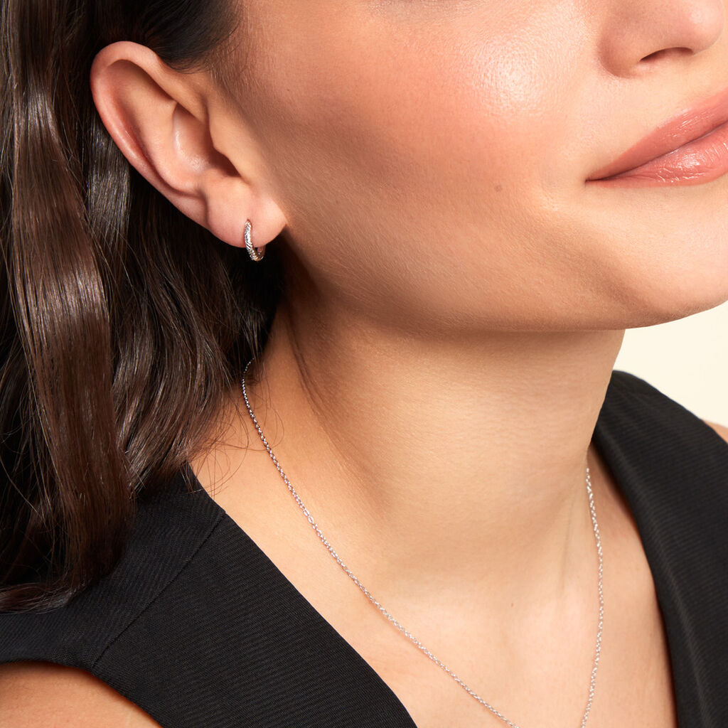 Créoles Shula Argent Blanc - Boucles d'oreilles créoles Femme | Histoire d’Or