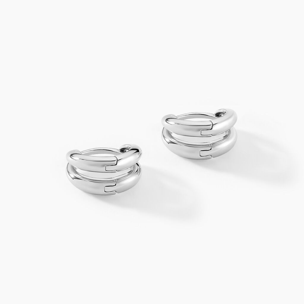 Créoles Two Argent Blanc - Boucles d'oreilles créoles Femme | Histoire d’Or