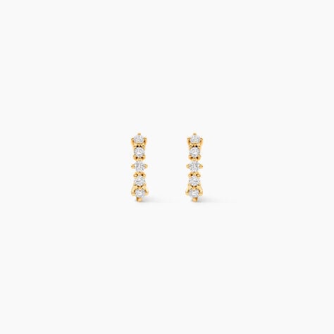 Boucles D'oreilles Puces Matleena Or Jaune Diamant Synth&eacute;tique - Clous d'oreilles Femme | Histoire d&rsquo;Or