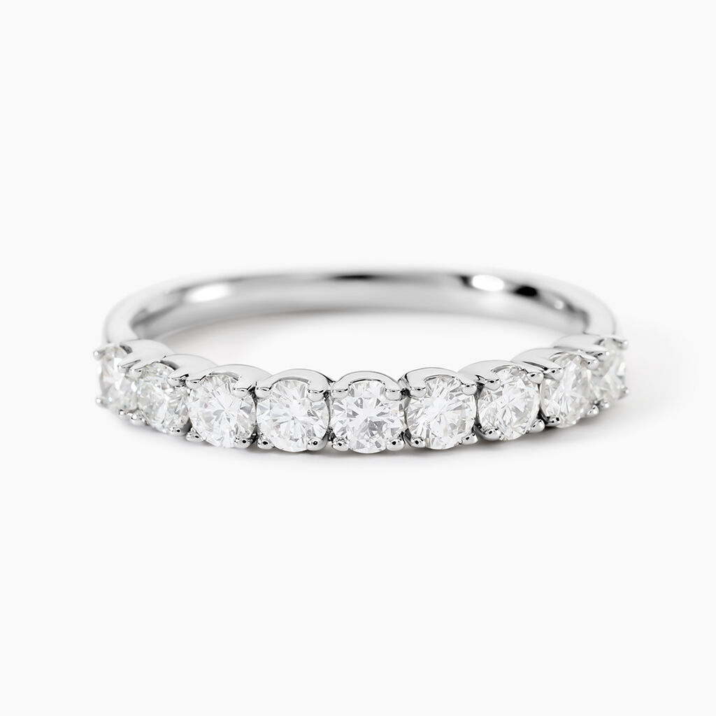 Demi Alliance Hera Platine Blanc Diamant - Alliances Femme | Histoire d&rsquo;Or