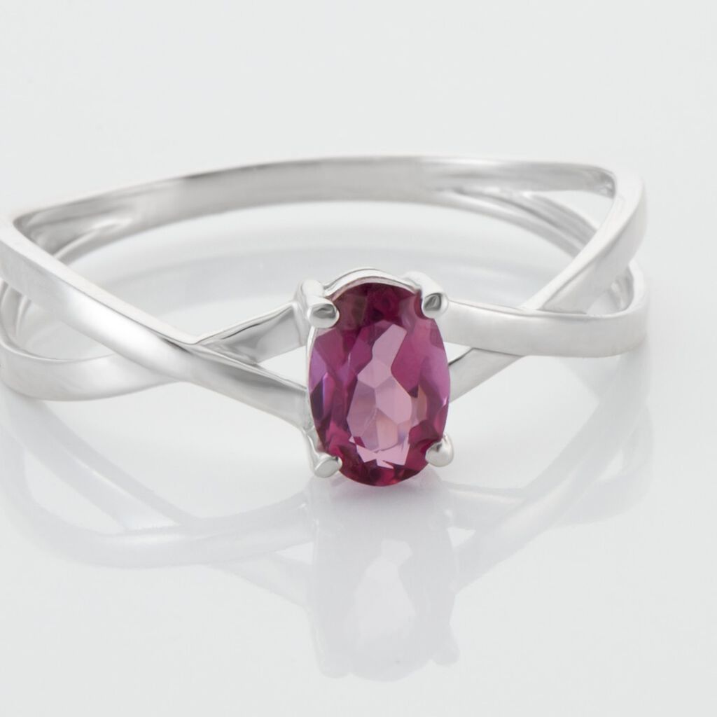 Bague Mykola Or Blanc Topaze Rose - Bagues solitaires Femme | Histoire d’Or
