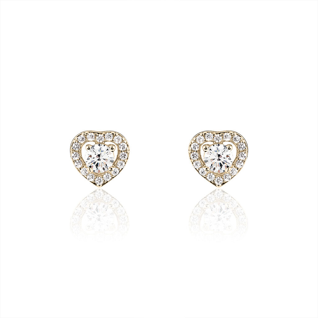 Boucles D'oreilles Puces Alais Plaqué Or Jaune Oxyde De Zirconium - Boucles d'oreilles fantaisie Femme | Histoire d’Or