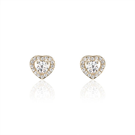 Boucles D'oreilles Puces Alais Plaqué Or Jaune Oxyde De Zirconium - Boucles d'oreilles fantaisie Femme | Histoire d’Or