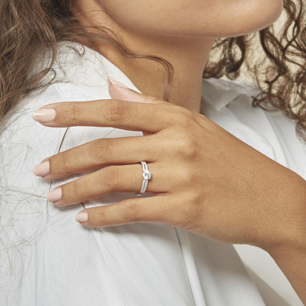 Bague Solitaire Solitea Argent Blanc Oxyde De Zirconium - Bagues solitaires Femme | Histoire d’Or
