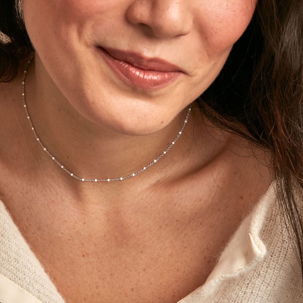 Collier Polka Argent Blanc - Ras de cou Femme | Histoire d’Or