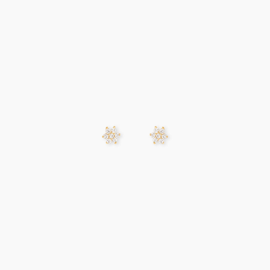 Boucles D'Oreilles Puces Barnabas Or Jaune Oxyde De Zirconium - Clous d'oreilles Femme | Histoire d&rsquo;Or