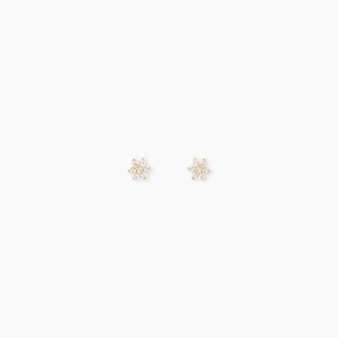 Boucles D'Oreilles Puces Barnabas Or Jaune Oxyde De Zirconium - Clous d'oreilles Femme | Histoire d&rsquo;Or