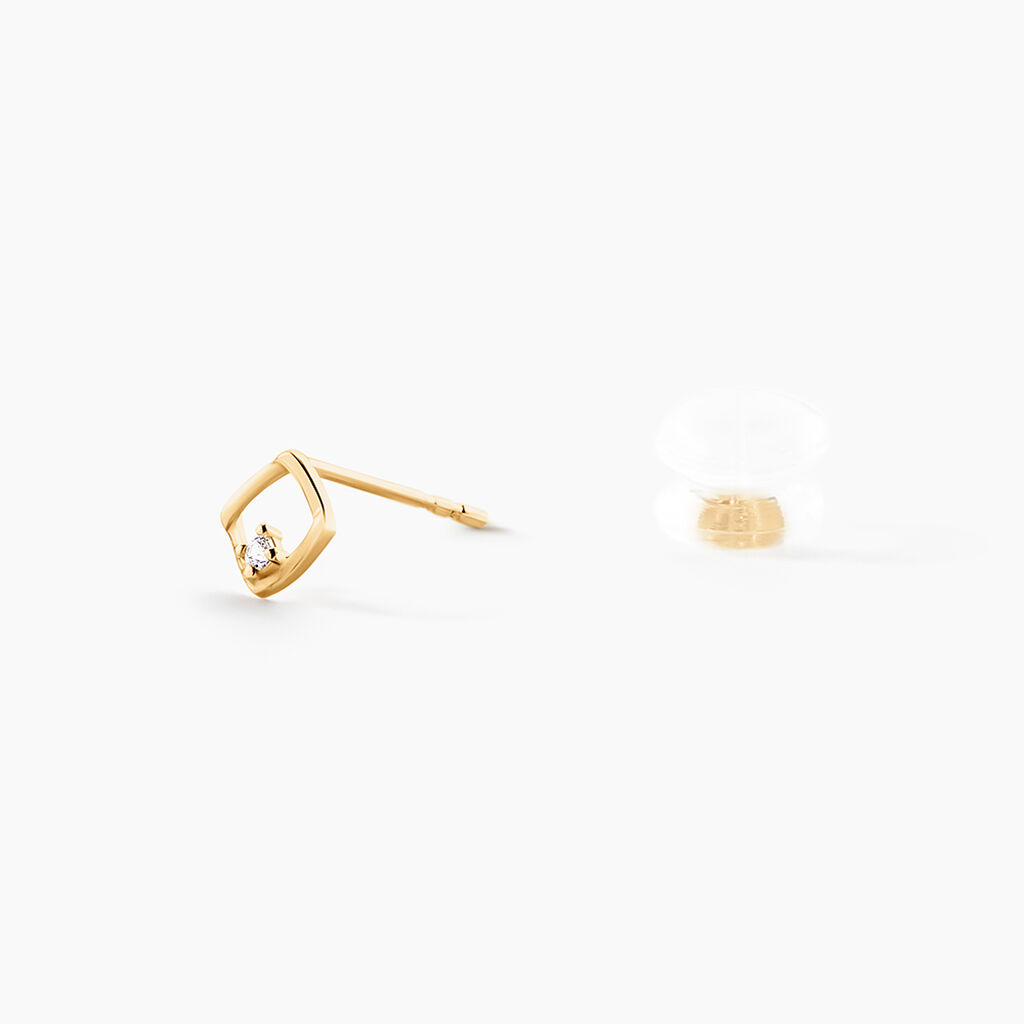 Boucles D'Oreilles Puces Brent Or Jaune Oxyde De Zirconium - Clous d'oreilles Femme | Histoire d&rsquo;Or