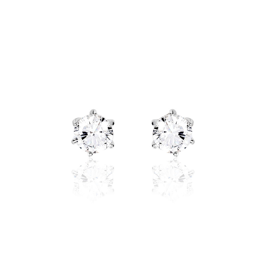 Boucles D'oreilles Puces Kylianna Argent Blanc Oxyde De Zirconium - Boucles d'oreilles fantaisie Femme | Histoire d’Or