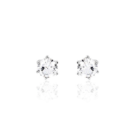 Boucles D'oreilles Puces Kylianna Argent Blanc Oxyde De Zirconium - Boucles d'oreilles fantaisie Femme | Histoire d’Or