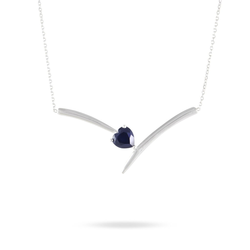 Collier Renaldine Or Blanc Saphir - Colliers Coeur Femme | Histoire d’Or