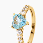 Bague Fany Argent Dor&eacute; A L'Or 750/1000 Topaze Oxyde De Zirconium - Bagues solitaires Femme | Histoire d&rsquo;Or