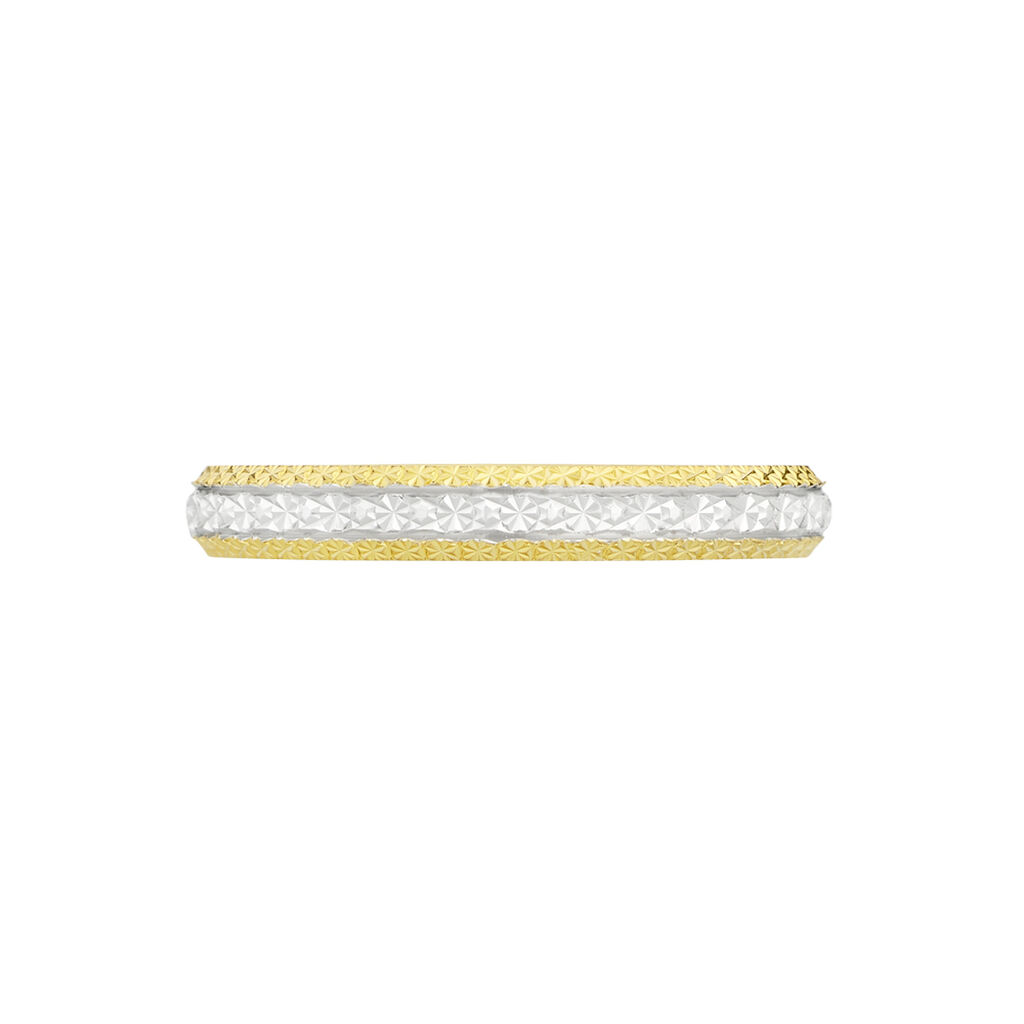 Alliance Multi Facettes Diamantee Demi Jonc Classique Or Bicolore - Alliances Femme | Histoire d’Or