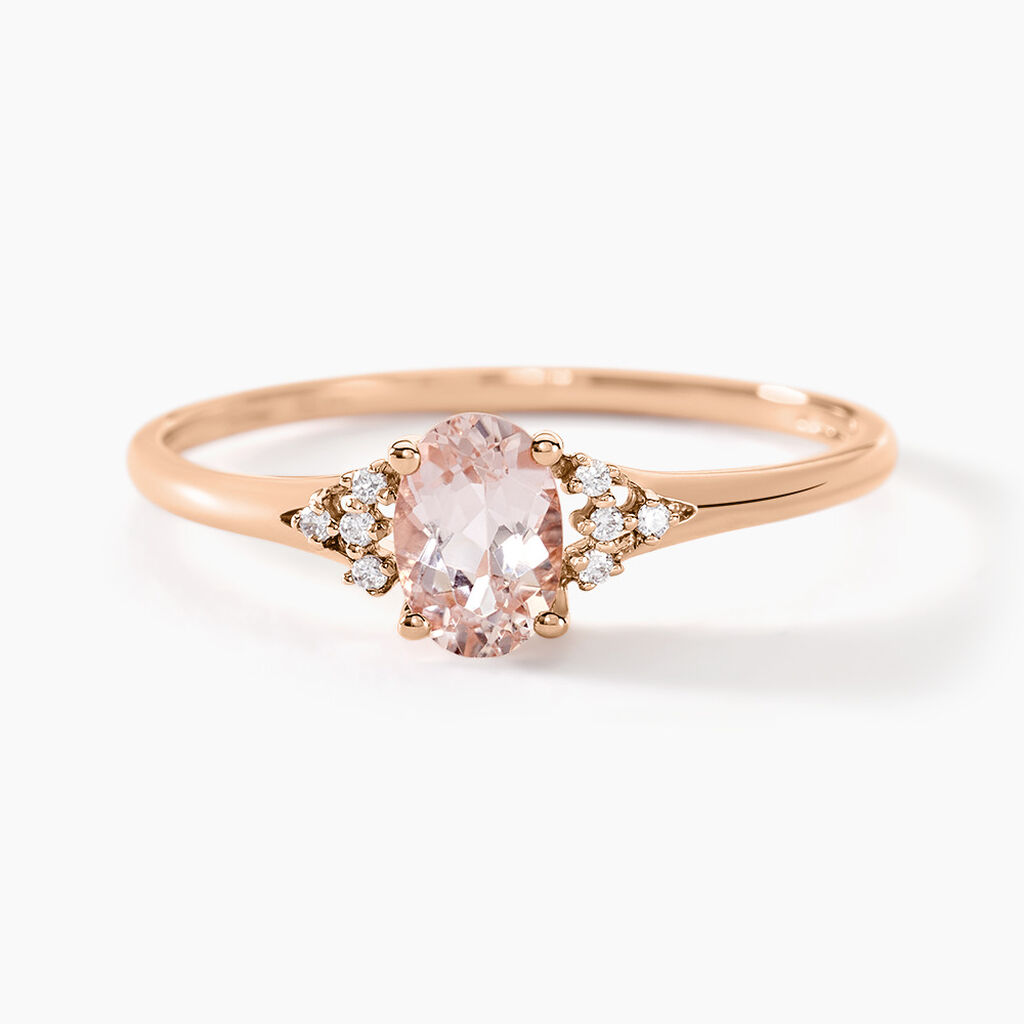Bague Urbaine Or Rose Morganite Et Oxyde De Zirconium