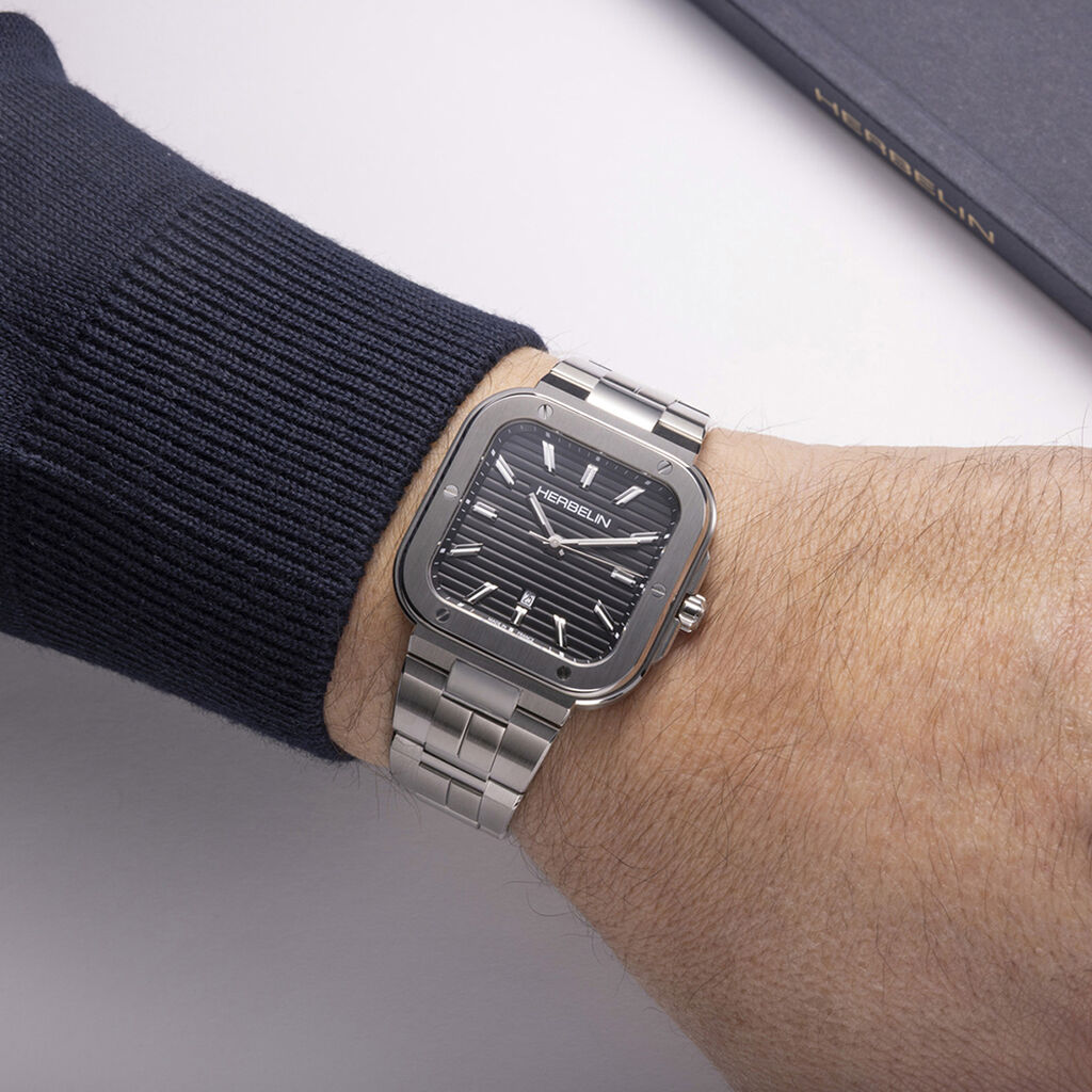 Montre Herbelin Cap Camarat Square Noir - F&ecirc;te des p&egrave;res Homme | Histoire d&rsquo;Or