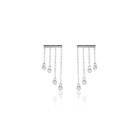 Boucles D'oreilles Pendantes Argent Blanc Edvard Oxydes De Zirconium - Boucles d'oreilles fantaisie Femme | Histoire d’Or