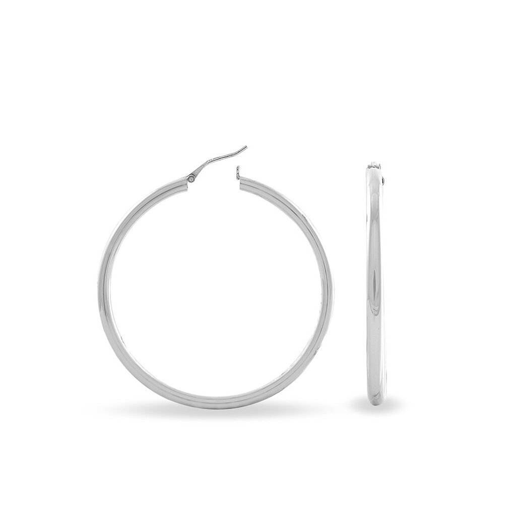 Créoles Argent Blanc Anne - Boucles d'oreilles créoles Femme | Histoire d’Or