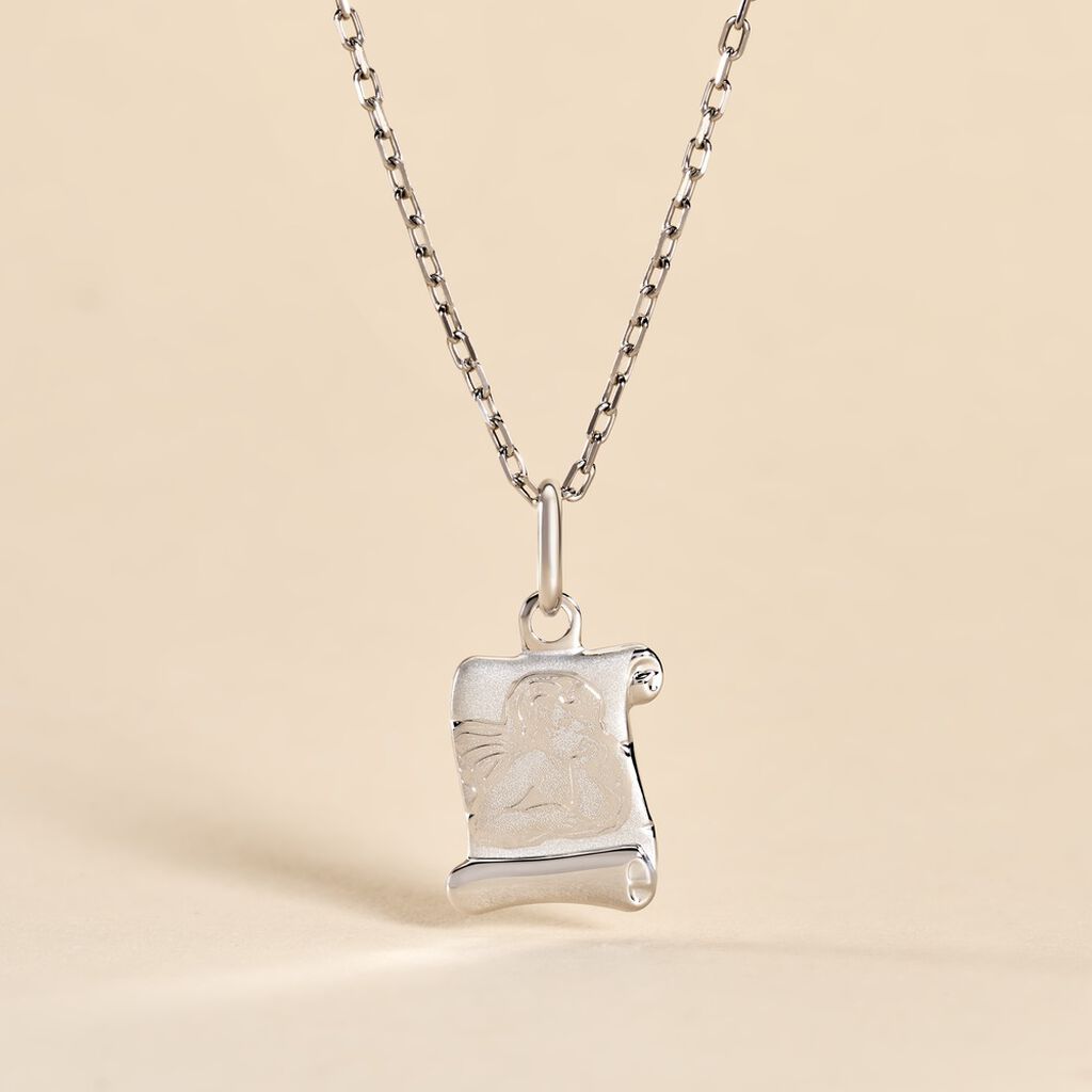 Pendentif Ange Parchemin Or Blanc - Pendentifs Baptême Famille | Histoire d’Or