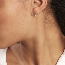 Boucles D'oreilles Puces Joy Or Blanc Diamant - Clous d'oreilles Femme | Histoire d’Or