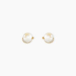 Boucles D'Oreilles Puces Lucinda Argent Dor&eacute; A L'Or 750/1000 Perle De Culture Oxyde De Zirconium - Clous d'oreilles Femme | Histoire d&rsquo;Or