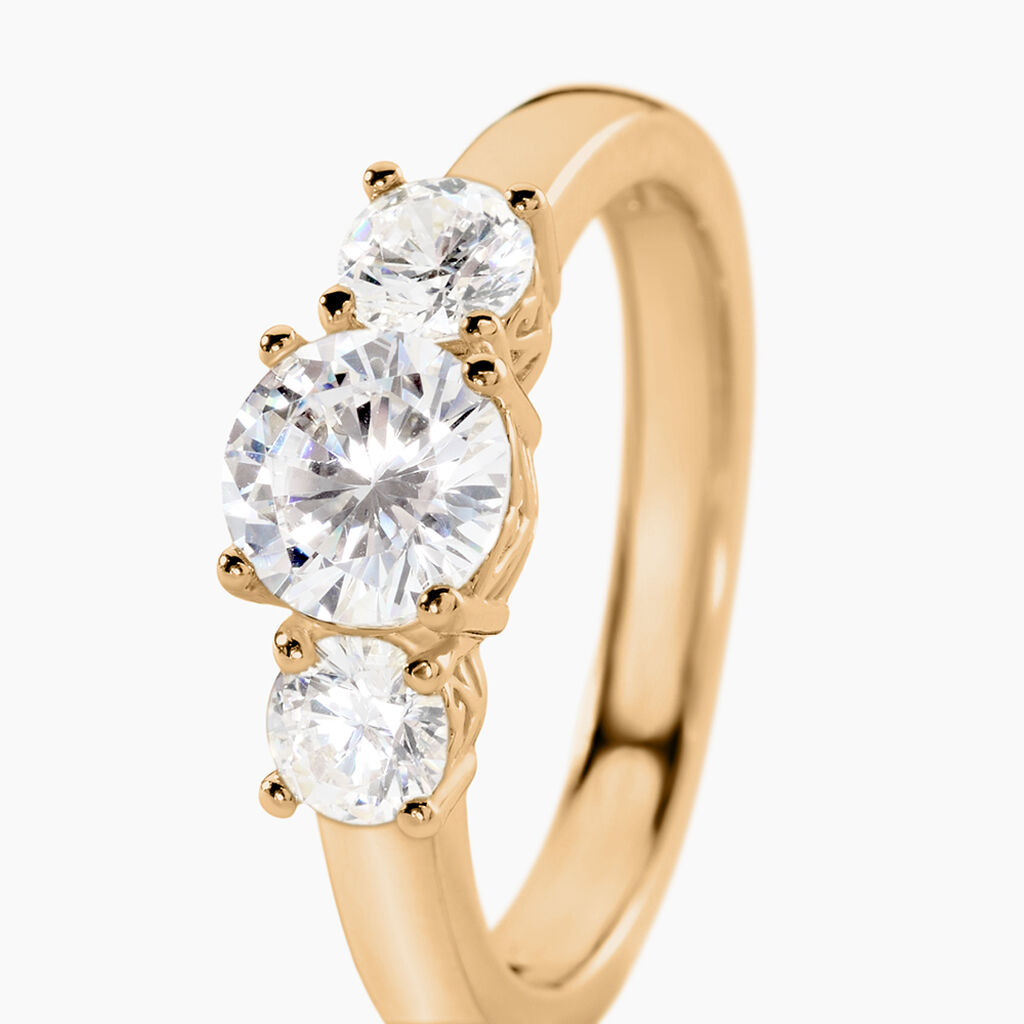 Bague Hilar Plaqu&eacute; Or Oxydes De Zirconium - Bagues solitaires Femme | Histoire d&rsquo;Or