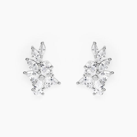 Boucles D'Oreilles Puces Glow Up Argent Blanc Oxyde De Zirconium - Boucles d'oreilles fantaisie Femme | Histoire d’Or