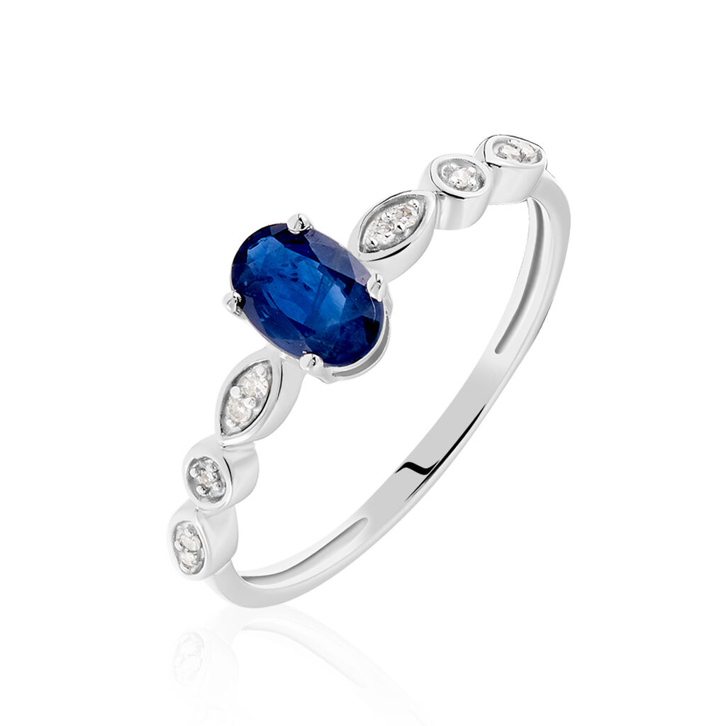 Bague Solitaire Michaela Or Blanc Saphir Et Diamant - Bagues solitaires Femme | Histoire d’Or