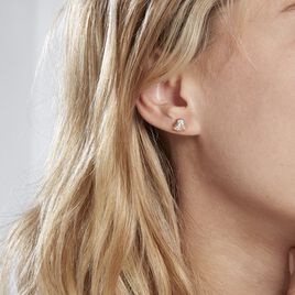 Boucles D'oreilles Puces Abelinia Plaqué Or Jaune Oxyde De Zirconium - Boucles d'Oreilles Coeur Femme | Histoire d’Or