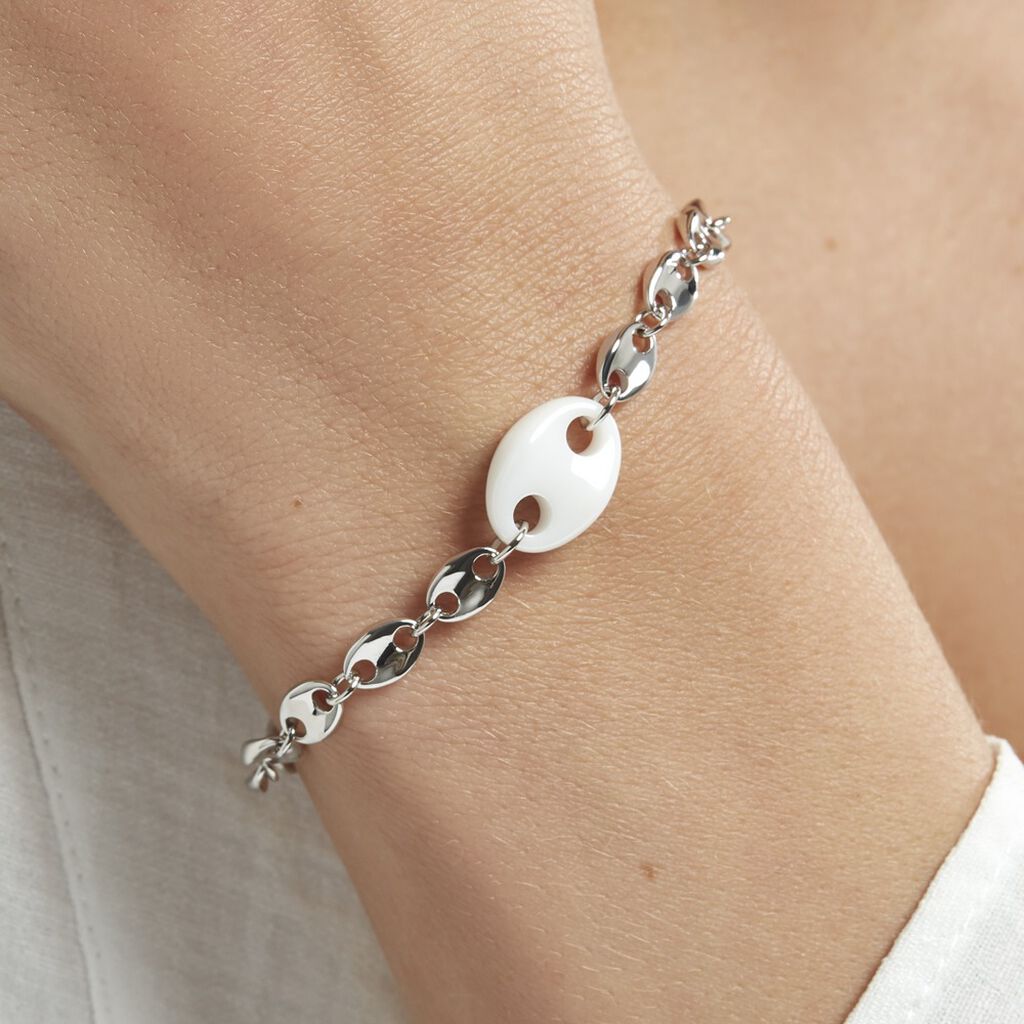 Bracelet Ashoka Argent Blanc Céramique - Bracelets Femme | Histoire d’Or