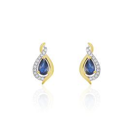 Boucles D'oreilles Puces Or Jaune Angelika Saphir - Clous d'oreilles Femme | Histoire d’Or