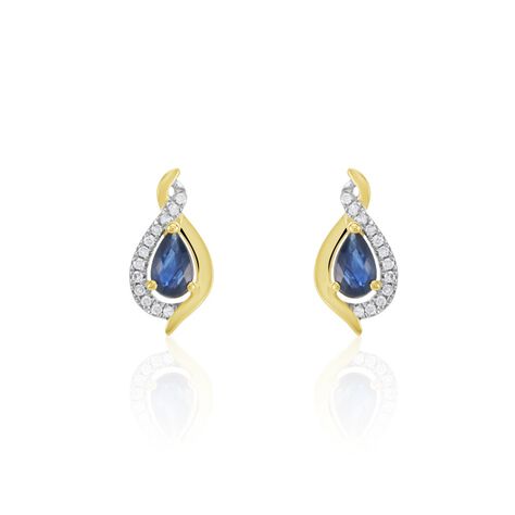Boucles D'oreilles Puces Or Jaune Angelika Saphir - Clous d'oreilles Femme | Histoire d’Or