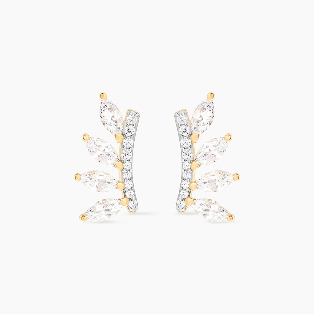 Boucles D'oreilles Puces Sparkle Or Jaune Oxyde De Zirconium - Clous d'oreilles Femme | Histoire d&rsquo;Or