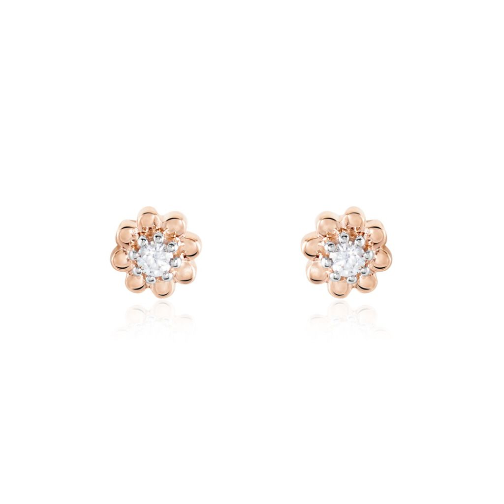 Boucles D'oreilles Puces Argent Rose Donella Oxyde De Zirconium - Boucles d'oreilles fantaisie Femme | Histoire d&rsquo;Or