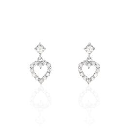 Boucles D'oreilles Puces Leherennus Argent Oxyde De Zirconium - Boucles d'Oreilles Coeur Femme | Histoire d’Or