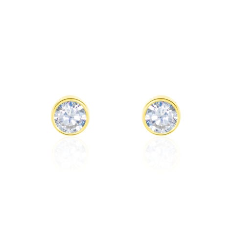 Boucles D'oreilles Puces Elda Serti Clos Or Jaune Oxyde De Zirconium - Clous d'oreilles Femme | Histoire d’Or