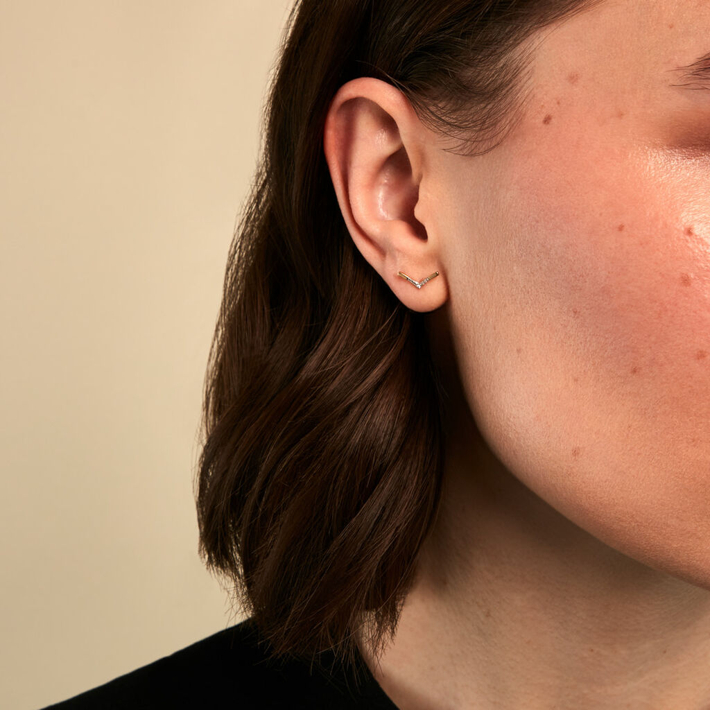 Boucles D'Oreilles Puces Italus Or Jaune Diamant - Clous d'oreilles Femme | Histoire d&rsquo;Or