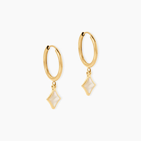 Creoles Lucky Gems Or Jaune Nacre - Boucles d'oreilles cr&eacute;oles Femme | Histoire d&rsquo;Or