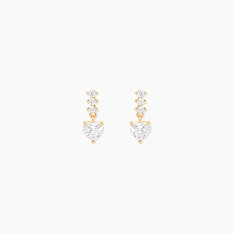 Boucles D'oreilles Pendantes Luminita Or Jaune Oxyde De Zirconium - Boucles d'oreilles pendantes Femme | Histoire d&rsquo;Or