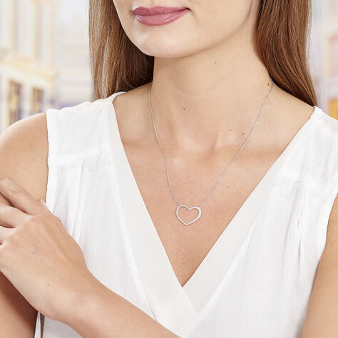 Collier Oflaz Argent Blanc Oxyde De Zirconium - Colliers Coeur Femme | Histoire d’Or