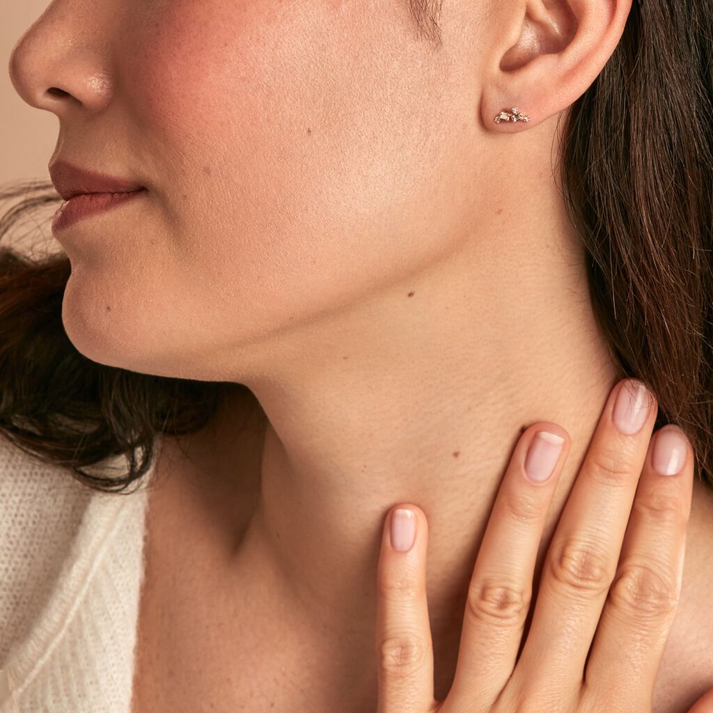 Boucles D'oreilles Puces Joy Or Jaune Diamant - Clous d'oreilles Femme | Histoire d’Or